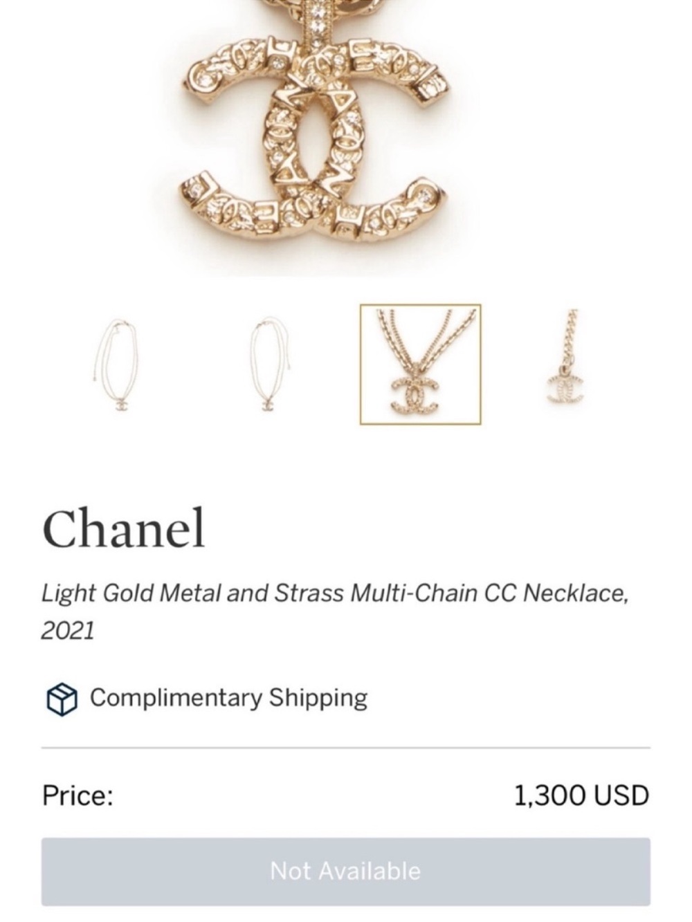 CHANEL Light Gold CC Pendant Multi-Chain Necklace